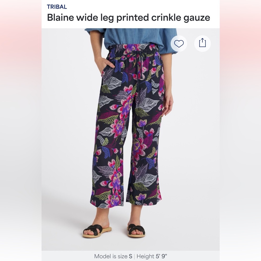 Tribal Floral Print Wide-Leg Pants gauze